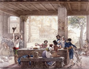 1820年頃のローマのビストロ。 作： Unknown artist