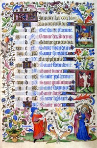 15世紀に作られた時間の書。1月の月号。ミラノ、トリブルジアーナ図書館。 作： Unknown artist