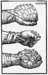 ボクシンググローブ - 「Hieronymi Mercurialis de Arte Gymnastica」ヴェネツィア版にて 作： Unknown artist