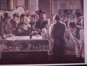 ドリンクを提供するブリティッシュパブ（カラーリトグラフ 作： Unknown artist