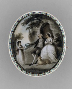 ブローチ、1800年頃（象牙、髪、エナメルのセピア 作： Unknown artist