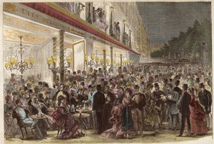1869年夏の夜のグラン・ブールヴァールのカフェ - パリ - 夏の夜のグラン・ブールヴァールのカフェ - 1869年 作： Unknown artist