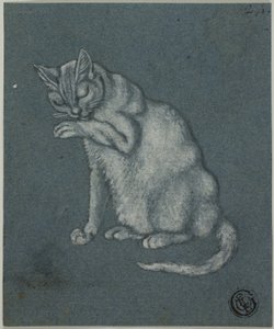 猫の足を舐める 作： Unknown artist