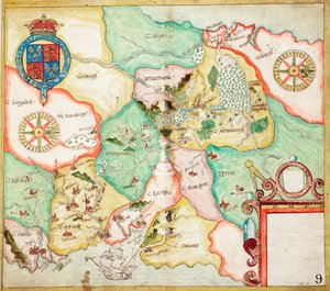 アイルランド中部、ダブリンからスライゴ、1600年頃（リネン、紙） 作： Unknown artist