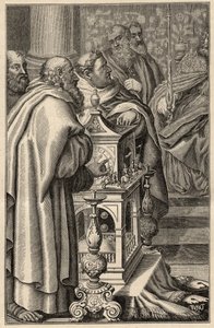 ハルーン・アル・ラシッドからクレプシドラ（水時計）を贈られたシャルルマーニュ - 797年、バグダッドのカリフ、ハルーン・アル・ラシッド（765-809）がシャルルマーニュに、アラブ文明の技術的ノウハウを象徴するクレプシドラ（水時計、時間計測）を贈った。 作： Unknown artist