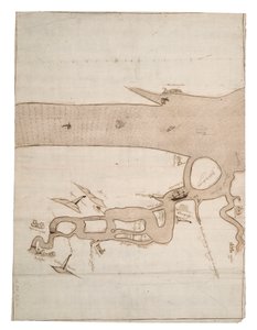 メドウェイ川とテムズ川の一部の海図：No.24 シアネス 1590年頃（水墨画）