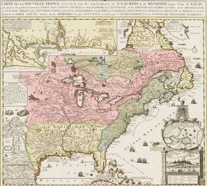 ミシシッピ川とセントルイスを示すアメリカ南部の海図、1720年頃（版画）