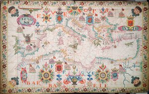 地中海、黒海、カスピ海の海図、1600年頃（写本） 作： Unknown artist