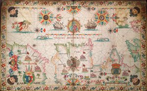 アイルランドからカーボベルデに至る大西洋北東部の海図、1600年頃（写本） 作： Unknown artist