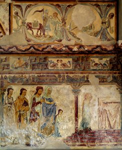 聖母の幼少期 ヴァンデ地方のプーザージュ旧教会の12～13世紀のフレスコ画の後。 作： Unknown artist