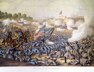 Civil War (1861 - 1865), アメリカ南北戦争: 05/05/1862.ウィリアムズバーグの戦いエングレーヴィング。 作： Unknown artist