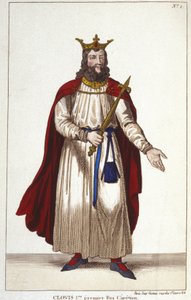クローヴィス1世（466-511）、フランク族の王、メロビンジアンの王朝 エングレーヴィング 1830年 作： Unknown artist