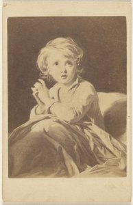 [ベッドで祈る子供を描いた絵のコピー]。 作： Unknown artist