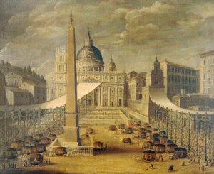 教皇インノセント10世時代のサン・ピエトロ広場における聖体拝領の行列（1646年頃） 作者不詳 油彩・キャンバス 作： Unknown artist