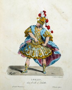 1740年にアキレス役を演じたレカン（アンリ・ルイ・カイン（Henri-Louis Le Kain）（1729-1778））の衣装。イポリット・ルコント（Hippolyte Lecomte）（1781-1857）のフランス喜劇劇場の衣装
