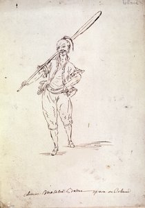 ジャン・フランソワ・マルモンテル（1778年）のリブレットをもとに、ニッコロ・ヴィト・ピッチーニ（またはピッチーニ）（1728-1800年）が作曲した同名のオペラのローランの衣装。18世紀末の図面 作： Unknown artist