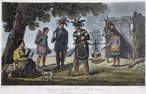 ヘリオット、ジョージ（1766-1844）による「北アメリカのドミシリテート・インディアンの衣装