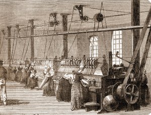 綿を織る作業場。1860年の刻印。