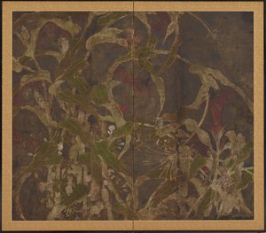 鶏頭、トウモロコシ、朝顔 作： Unknown artist