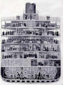 大西洋横断船「プロヴァンス号」の断面図：ブリッジからホールドまで。19世紀のイラスト