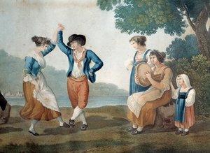 イタリア・ローマ近郊フラスカティの踊り子たち 匿名の絵画 作： Unknown artist