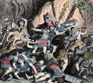ファビア人の敗北-第二次ポニック戦争（紀元前218～201年）：ファビア軍の敗北とファビウス・マキシマス（Quintus Fabius Maximus Verrucosus、Cunctator（the Timer）またはOviculaとして知られている、紀元前275～203年頃）の高利貸しの戦略は、芸術品の略奪に対し 作： Unknown artist