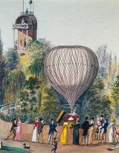 熱気球の出発、水彩画、ウィーン、オーストリア 作： Unknown artist