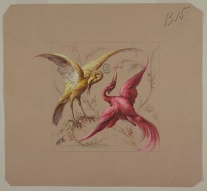 壁紙とテキスタイルのデザイン: 花と鳥 作： Unknown artist