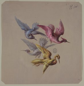 壁紙とテキスタイルのデザイン: 鳥 作： Unknown artist