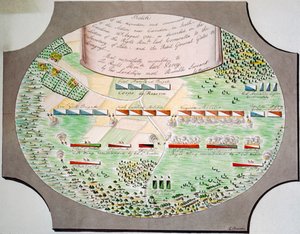 8月16日、サウスカロライナ州カムデンの戦いの戦線図 作： Unknown artist