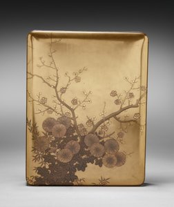 菊と梅の文書箱（蓋
