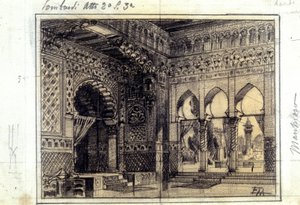 ジュゼッペ・ヴェルディ（1813〜1901）が1843年に作曲したオペラ「第一回十字軍のロンバルディ」の第2幕第3場の装飾用ドローイング。 作： Unknown artist