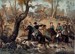 皇帝ナポレオン3世（1808-1873）が狩りをする様子 匿名の絵画。19世紀 コンピエーニュ、城の博物館 作： Unknown artist