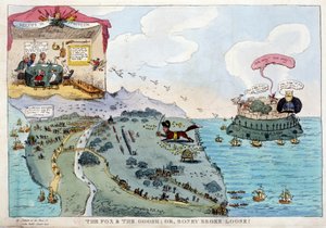ナポレオン・ボナパルトを題材にした英語の漫画 - ナポレオン1世、風刺画、ダミーコレクションにて。1814 - 1815.B.H.V.P. 作： Unknown artist