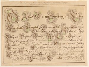 チャールズ 2 世とポルトガルのキャサリンの結婚証明書の複製 作： Unknown artist