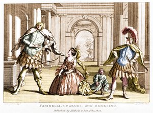 ファリネッリ（Carlo Broschi, dit; 1705 - 1782）は、ソプラノのクッツォーニと去勢されたフランチェスコ・ベルナルド・セネジーノ（1680 - 1750）と一緒に、ジョージ・フレデリック・ヘンデル（Georg Friedrich Handel）のオペラで 作： Unknown artist