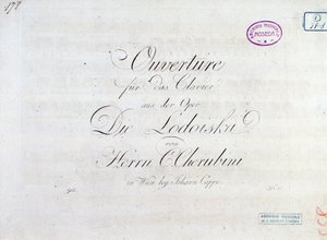 ルイジ・ケルビーニの「ロドイスカ」オペラからのピアノフォルテのための楽譜の最初のページ 作： Unknown artist