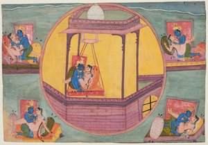 Bikaner Bhagavata Purana からのクリシュナの愛を作る 5 つのポーズ 作： Unknown artist
