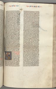 フォル357r, Obadiah, historiated initial V, オバデヤとユダヤ人が議論している。 作： Unknown artist