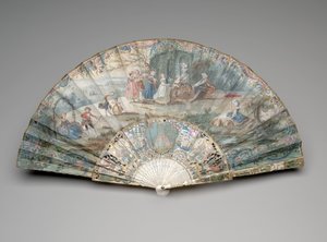 牧歌的なシーンの扇子、c.1740s-50s 作： Unknown artist