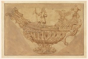 ネフのデザインの断片、またはボートの形をした幻想的な目玉 作： Unknown artist