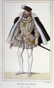 フランソワ・ド・ロレーヌ（1519-1563）。オマール公爵、第2代ギーズ公爵。フランスの陸軍中将。1830年に描かれた版画。 作： Unknown artist