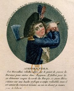 フランス革命：1793年のマルセイユ反乱に参加した若き日のジョセフ・アグリコル・ヴィアラ（1780-1793）の肖像。斧を持つ代表者である。18世紀 パリ、B.N 作： Unknown artist