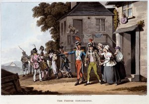 1814年頃のフランス人徴兵-エドワード・オルネ著「ワーテルローに至るまで、英国とその同盟国の腕に届いた歴史的、軍事的、海軍的逸話と事件」所収 作： Unknown artist