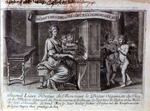 Nicolas Lebègue氏による第2冊目のオルガンブックの表紙。フランスの作曲家で、1631年から1702年までルイ14世に仕えたオルガニスト。パリBNF 作： Unknown artist
