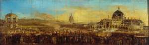1852年5月10日、シャン＝ド＝マールでの祝典、旗の祝福の後、大統領太子の出発。現在のパリ7区、1847年から1857年の間（油彩・カンヴァス） 作： Unknown artist