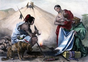 カナダのヒューロン族と白人との間で行われた毛皮の交換（ロンドン、コーク・スミス著「Shyth