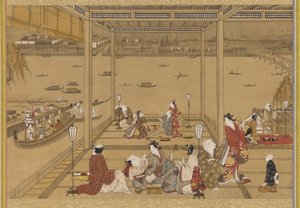 川辺の茶屋の華やぎ 作： Unknown artist