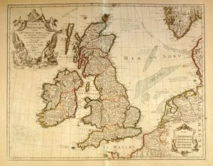 イングランドとアイルランドの地理的な地図です。アトラス：G.デリスル 作： Unknown artist