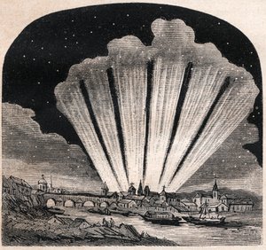 1744年の大彗星（C/1743 X1） - Grande comete a six tails de 1744 - Comete de Cheseaux or Comete Klinkenberg-Cheseaux - 1867年頃の刻印 作： Unknown artist